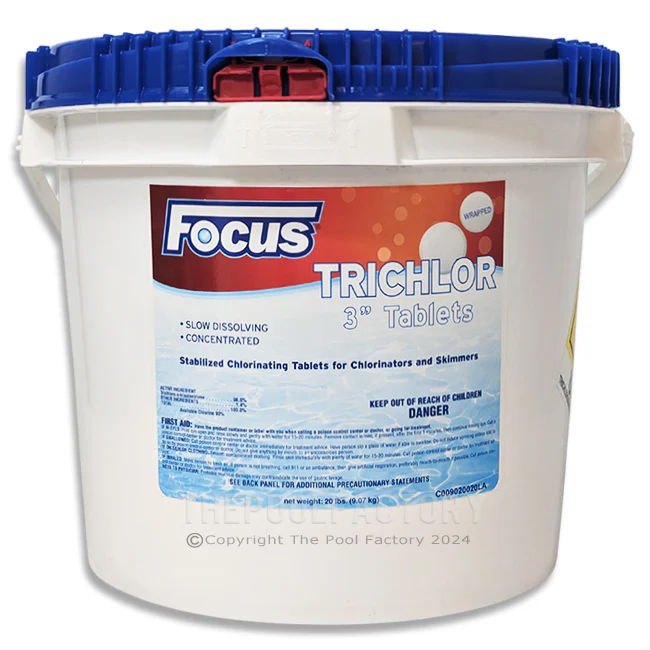 Focus 3" Chlorine Tablets 20lbs - Stabilized & Slow Dissolving