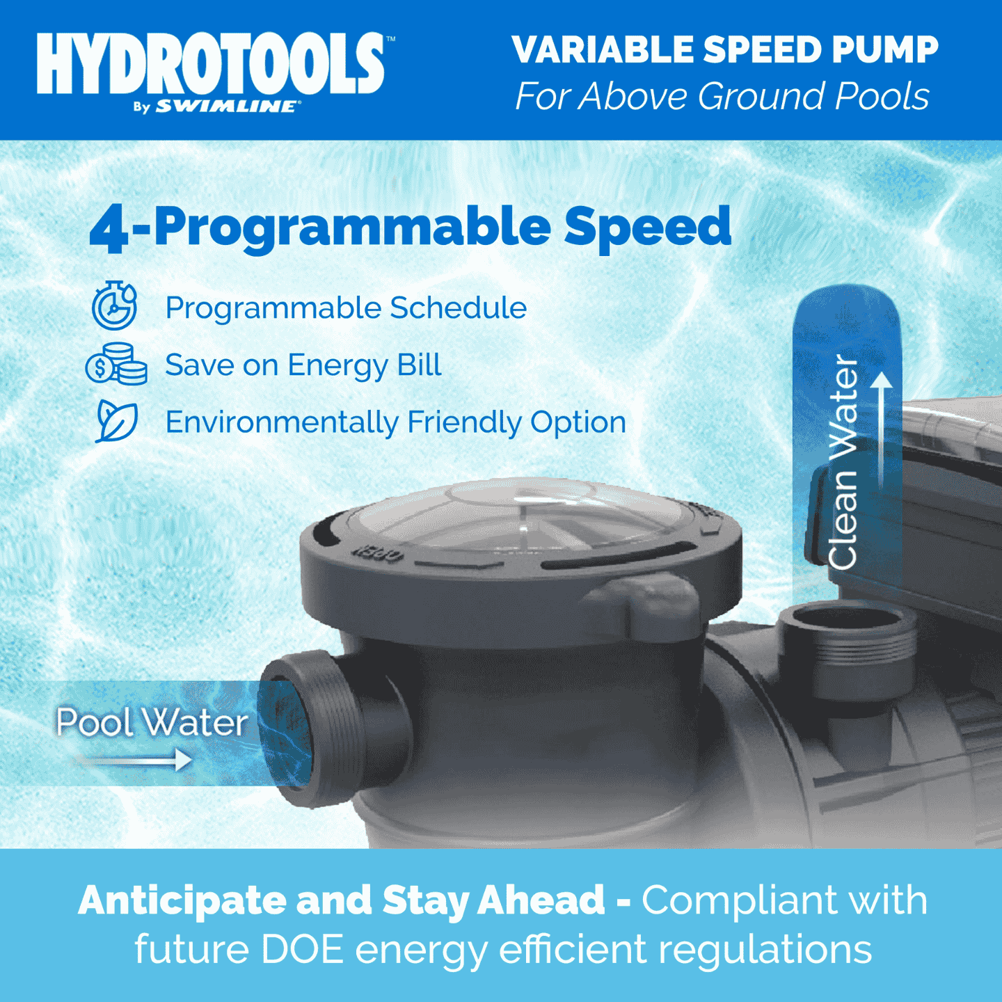 Hydrotools 1.5-HP Variable Speed Above Ground Pool Pump - Vertical Discharge - Image 7